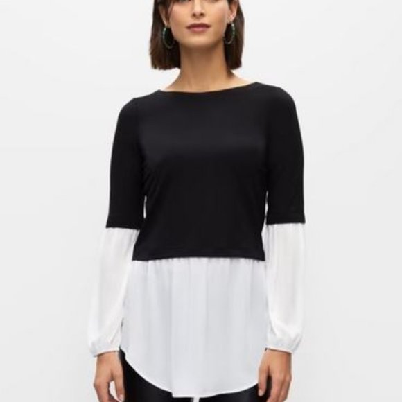 MELANIE LYNE:  Contrast Fooler Tunic - black/white - Picture 1 of 10